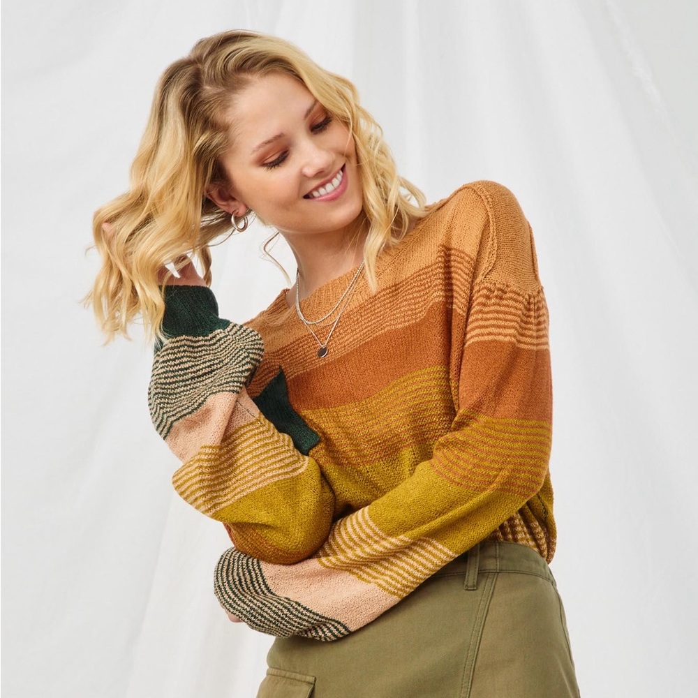 NWT Listicle Gradient Mixed Stripe Sweater Knit Pullover